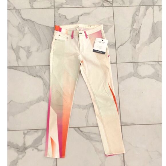 Rag & Bone Legging/Jean Goetez Intermix Size 30 WHITE PINK Stretch COTTON - Picture 1 of 10